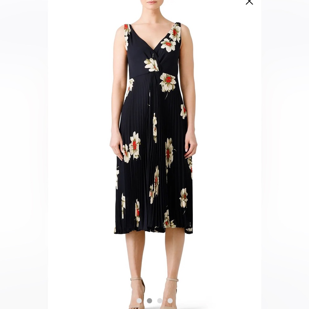Vince Blue Twist Gardenia Pleated Midi Dress
